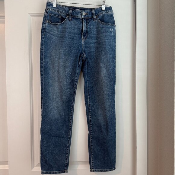 Chico's Denim - Chico's So Slimming Girlfriend Slim Leg Ankle Blue Jeans Size 6 Great Condition